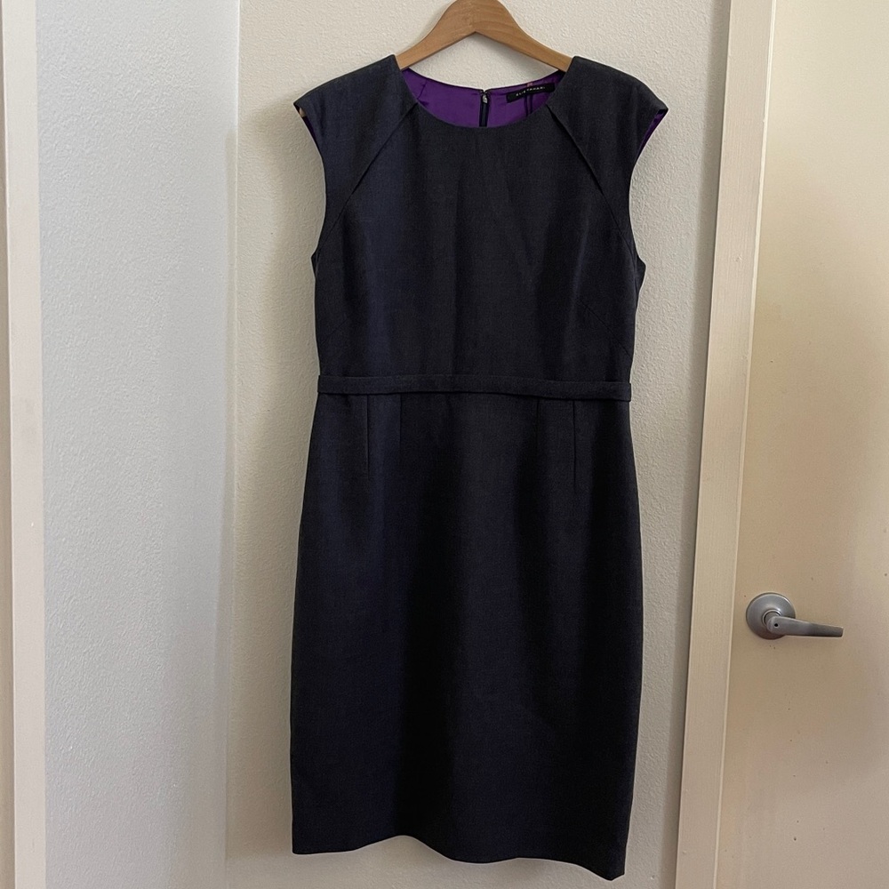 Elie Tahari Jamie Wool Sheath Dress Gray Size 14 Career Work Office NEW